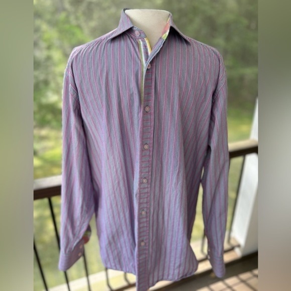 Robert Graham Long Sleeve Button Down Shirt Large Multicolor Pink Blue Floral - Picture 13 of 13